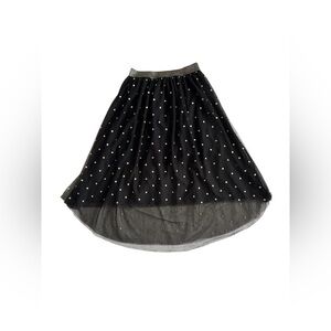 Xhilaration Girls XL 14-16 Blk tulle Skirt w lining & Gold polka dots & lining
